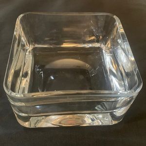 Krosno Poland forCrate & Barrel Crystal Clear square bowl